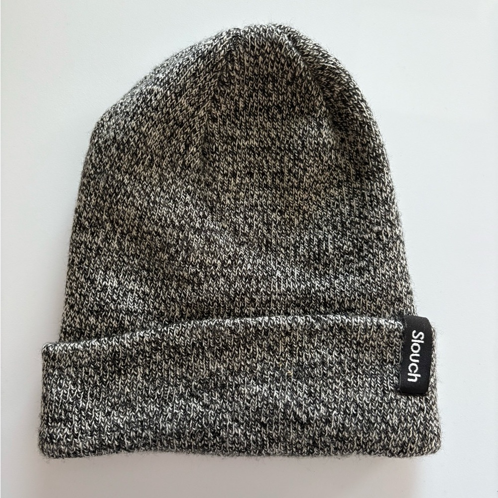 Slouch Black and White Knit Beanie